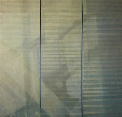Blick auf FH, Acryl auf Leinwand 3x 180 x 60 cm